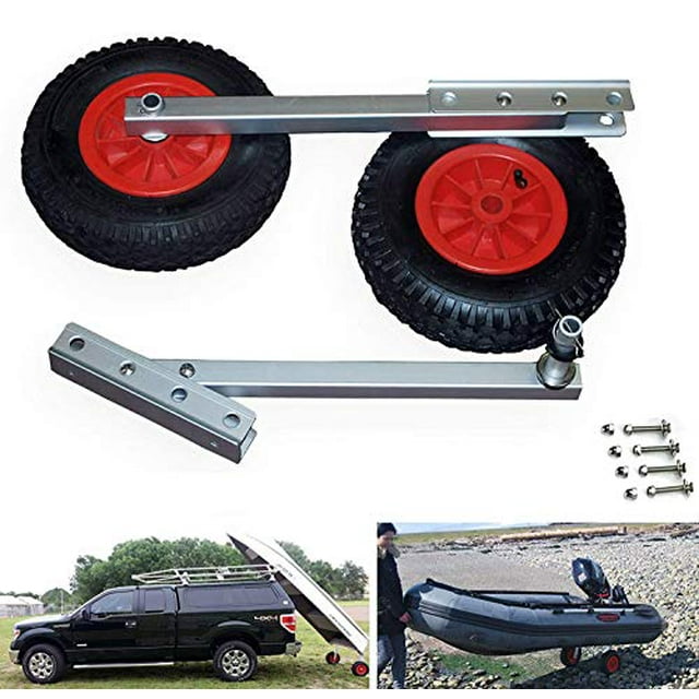 Seamax Easy Load Boat Launching Wheels Set for Inflatable Boat & Aluminum Boat, with 12" Pneumatic Tire & 2 Height Position