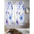 thumbnail image 5 of Purple Blue Spring Floral Curtains 63 Inch Length, Sheer Curtains for Bedroom Living Room Window Summer Flowers Botanical Rod Pocket Voile Drapes Kitchen Curtains Small Half Window 42"x63" 2 Panels, 5 of 6