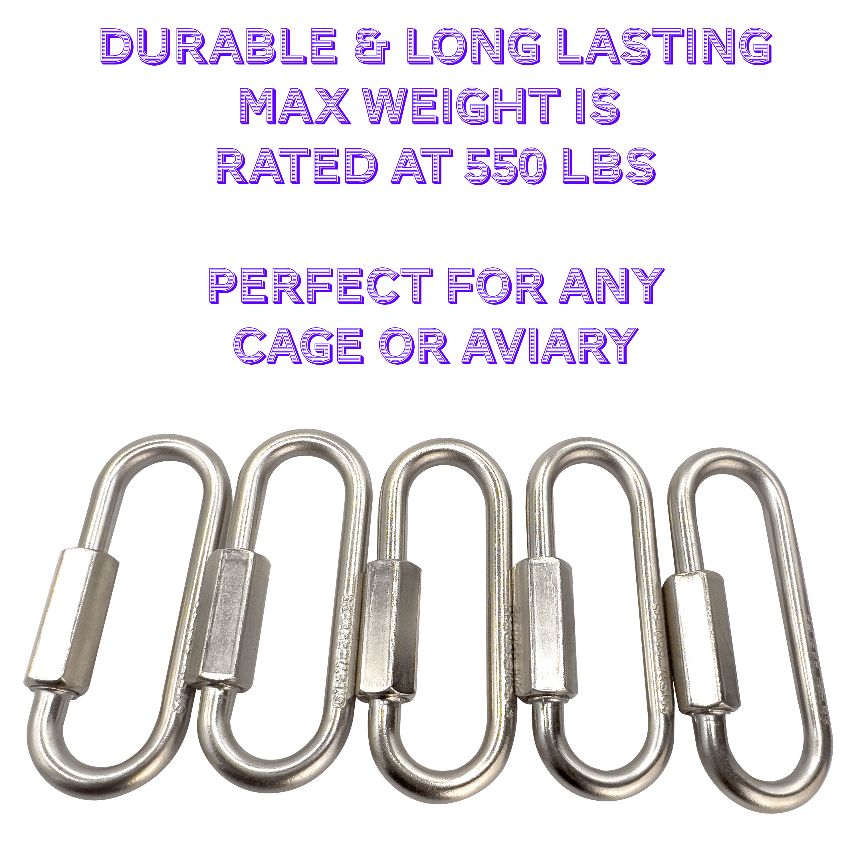 7009 Pk15 Nickel Plated 2.5 Inch Wide Mouth Toy Quick Link M&M Bird Toys - Pet Safe
