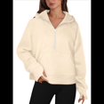 thumbnail image 1 of Sudadera Holgada de Larga con Capucha y Bolsillo con Media Cremallera para Mujer, Otoño e Invierno Albaricoque L, 1 of 10