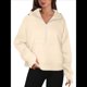 thumbnail image 1 of Sudadera Holgada de Larga con Capucha y Bolsillo con Media Cremallera para Mujer, Otoño e Invierno Albaricoque XL, 1 of 10