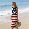 thumbnail image 6 of QUNYINEY Independence Day Beach Sundresses for Women Long Sleeveless Patriotic Cotton Linen Tank Dress Loose Fit Summer Casual Crew Neck Dresses, 6 of 9