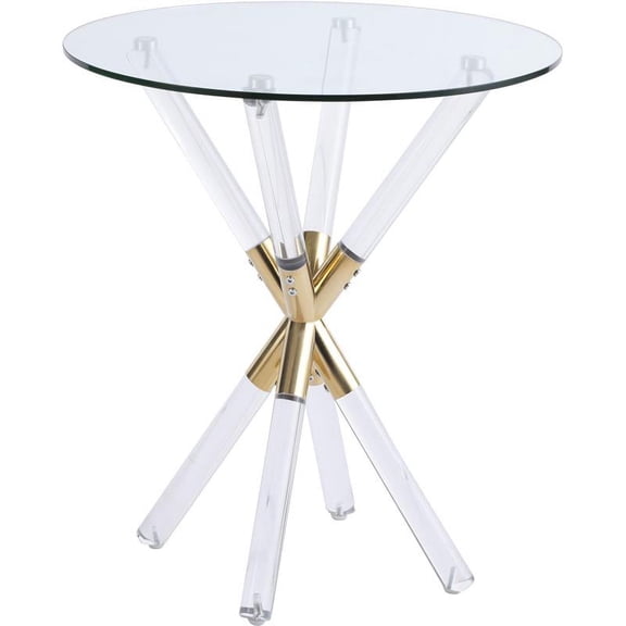 Meridian Furniture Mercury Acrylic and Gold Metal Glass Top End Table