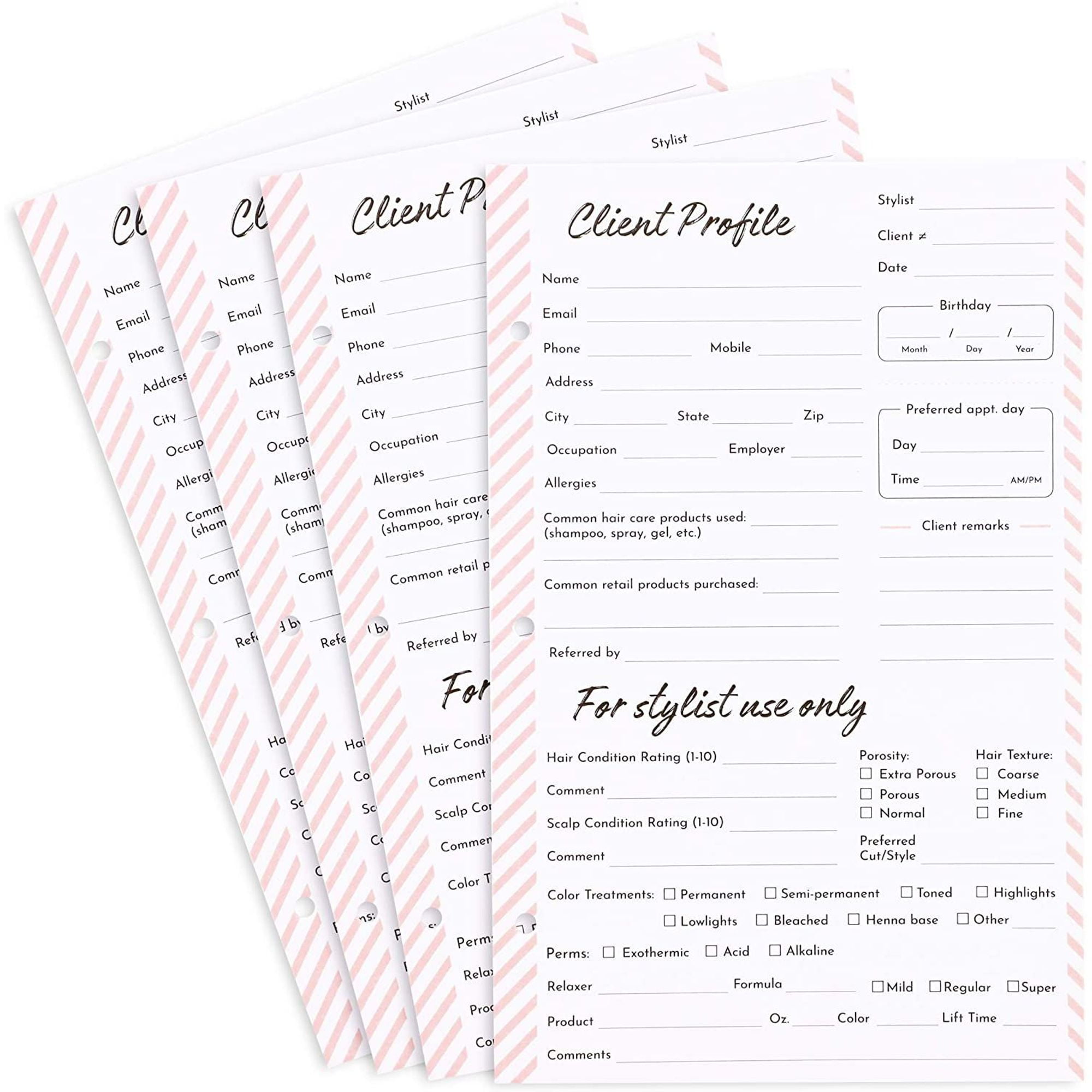 Printable Salon Client Profile Cards