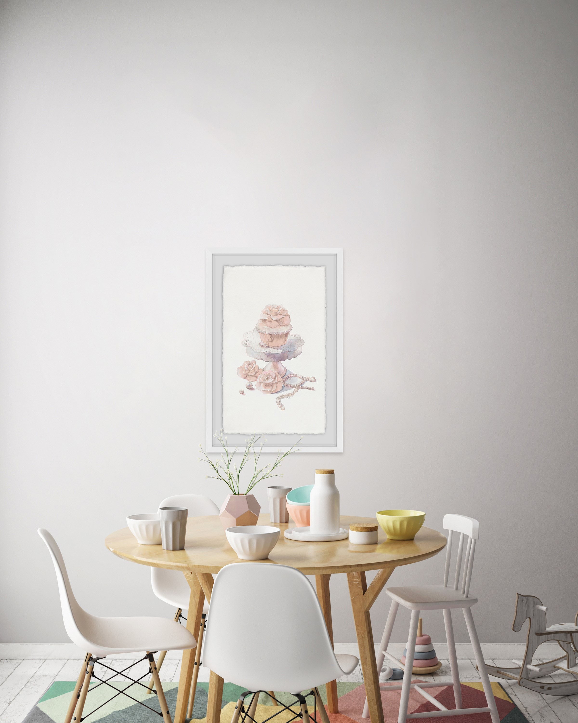 Fancy Pink Cupcake Framed Painting Print
