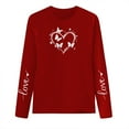 thumbnail image 5 of Aobny T-Shirt Love Heart Valentine Womens Tops Red Long Sleeve Pullover Crew Neck Summer Tops for Women,XL, 5 of 5