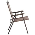 thumbnail image 3 of Topbuy 2-Piece Folding Outdoor Patio Chair Sling Back Camping Chair with Armrest & Pillow Coffee, 3 of 10