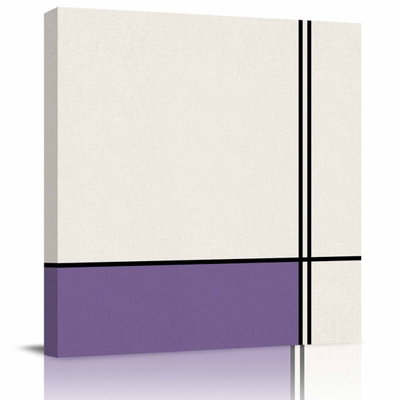 Framed Canvas Wall Art for Living Room Abstract Wall Decor, Modern Purple Stripes Lines Aesthetic Paintings for Bedroom Office Kitchen Bathroom, Ready to Hang Artwork Wall Pictures 8x8 Inch