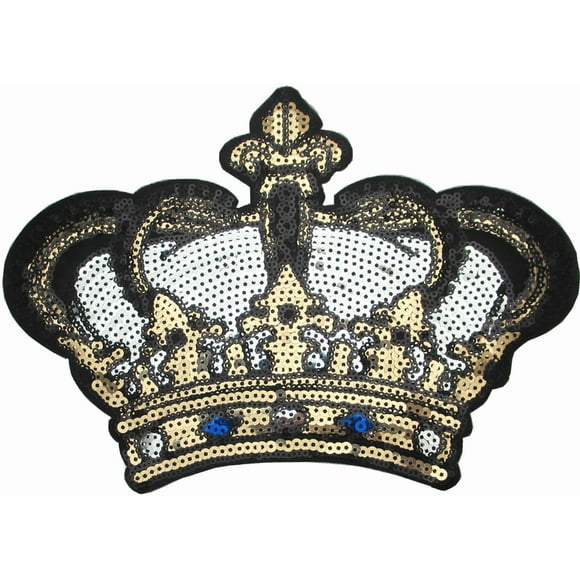 Dandan DIY Big Crown Embroidered Patch with Sequins Sew on/Iron on Patch Applique Clothes Curtain Sewing Flowers Applique Home Wedding Party Decoration DIY Accessory (Crown)
