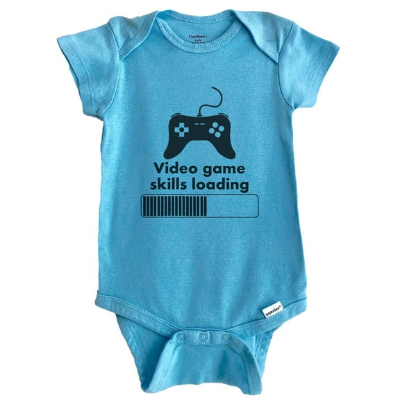 Video Game Skills Loading Funny Video Games Gaming Baby Bodysuit (Blue), 0-3 Months