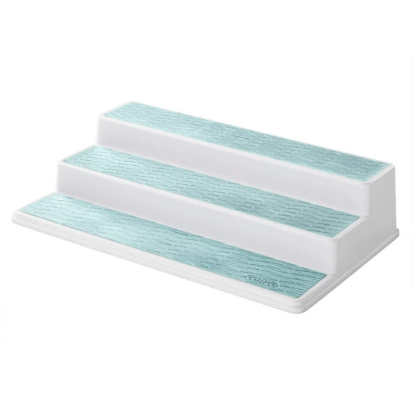 Copco 3-Tier Spice Pantry Kitchen Cabinet Organizer, 15-Inch, White/Aqua