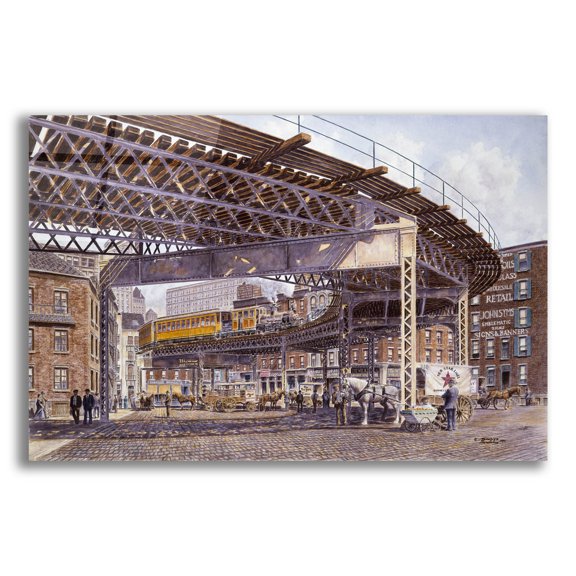 Epic Art '2Nd Ave. El, Ca. 1896' by Stanton Manolakas, Acrylic Glass Wall Art, 16"x12"