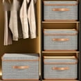 thumbnail image 4 of Baywell Storage Bins with Lids, Foldable Linen Fabric Storage Boxes with Lids, Collapsible Closet Organizer Containers with Cover for Home Bedroom Office, 4 of 8
