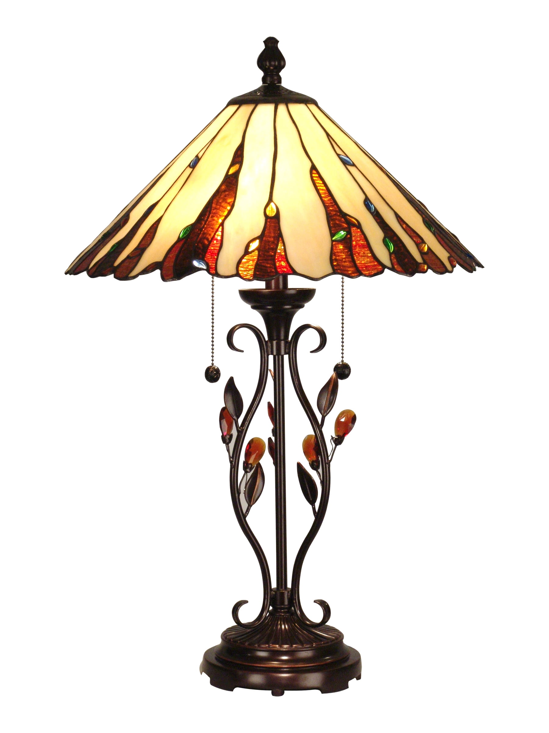 Traditional Style CFL Banker's Desk Lamp with Amber Glass Shade Bronze Finish 