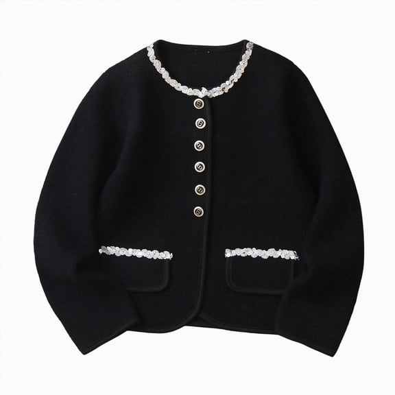 Gubotare Girls Fall Sweater Girls Cardigan School Uniforms Tops Toddler Knit Long Sleeve Button Sweater Lightweight Crewneck Fall Outwear Size 7-8 (Black,7-8 Years)