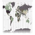 thumbnail image 2 of Ambesonne Earth Shower Curtain, World Map Print Capital City, 69"Wx75"L, Pale Sage, 2 of 4