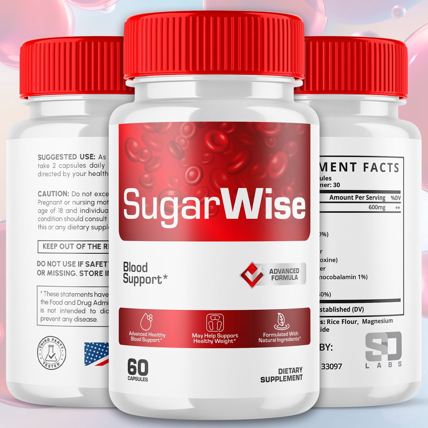 SugarWise Blood Support Pills Advanced Formula Vitamin Supplement Sugar Wise 120 Capsules