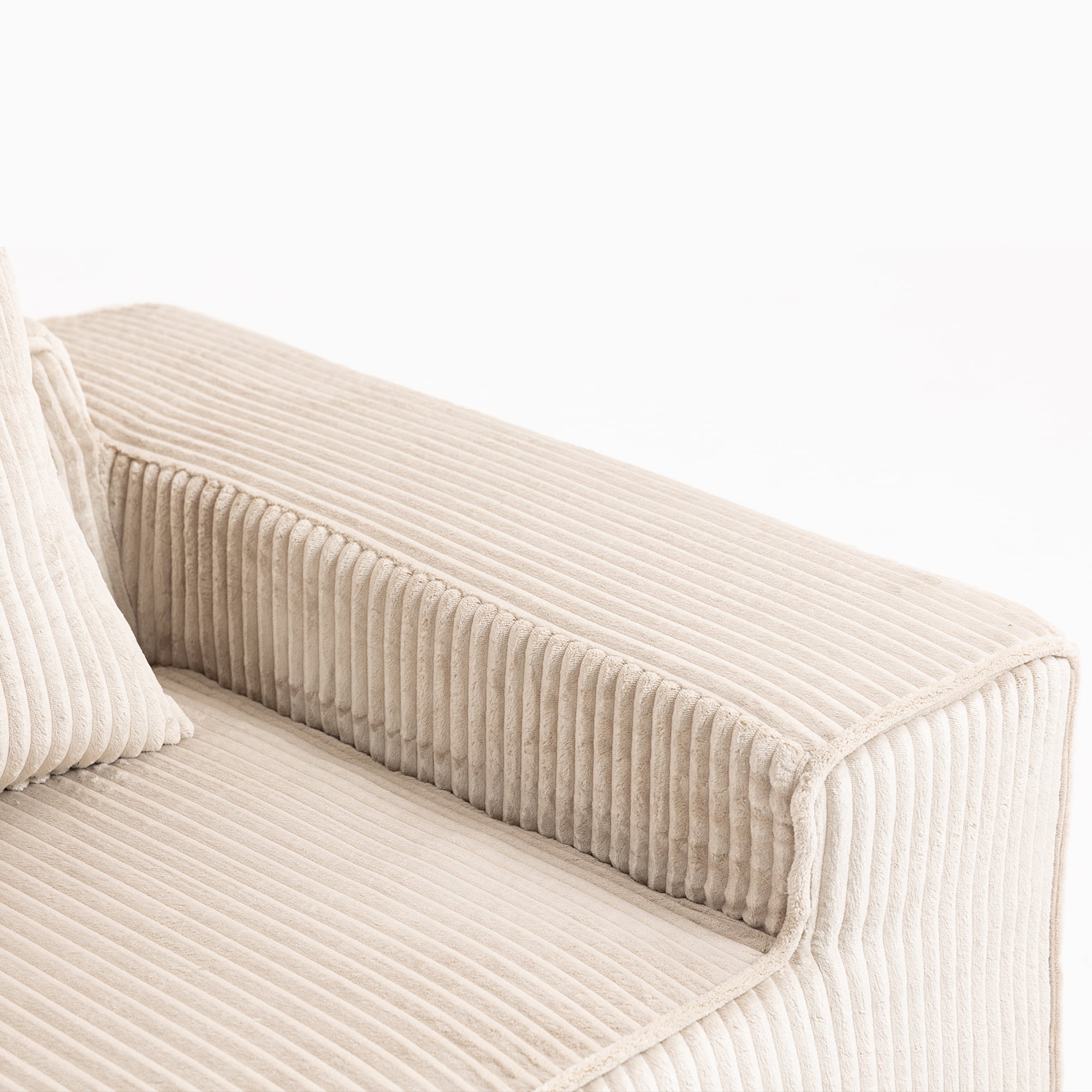 Demi Bonn 111" Modular Sectional Sofa Couchesk, Corduroy 3 Seat Couch Memory Foam Couches for Living Room, Cloud Couch, Beige