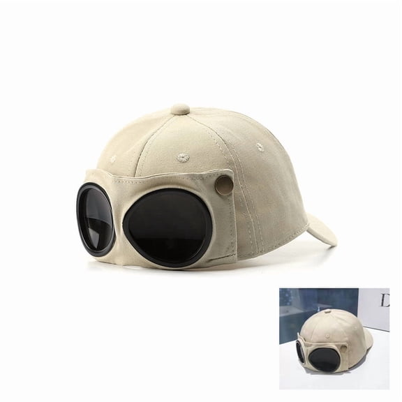 Aviator Style Baseball Cap with Integrated Goggles Cap,Retro Aviator Baseball Cap For Cosplay, Festivals, Outdoor Wear And Daily Fashion