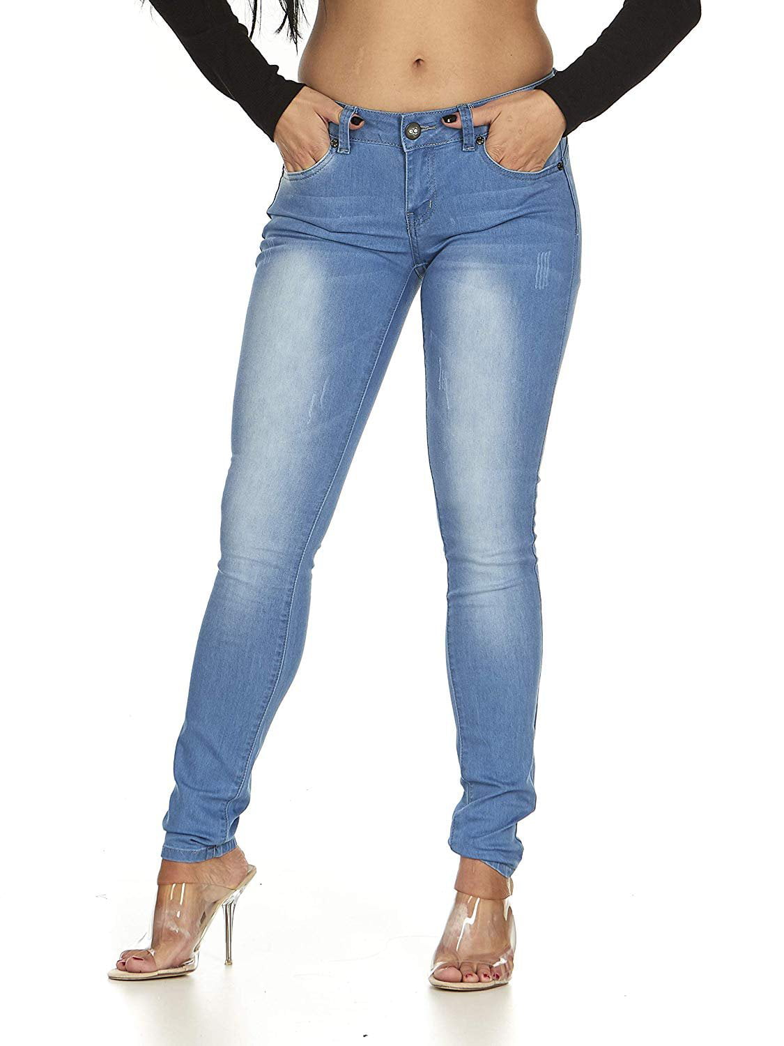 Skinny Juniors Jeans Jeans Stone Electric Women Sizes for Slim Blue 7 Stretch Fit Classic Washed
