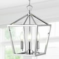 thumbnail image 4 of JONATHAN Y Ojai 10" 3-Light Iron Classic Modern Pagoda LED Pendant Lantern, Chrome, 4 of 8