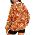 thumbnail image 2 of FOR U DESIGNS Thanksgiving Oversized Zip Up Hoodie for Womens Long Cardigan Comfortable Hooded Size XS Ladies Zipper Maple Leaf Hoodies with Pockets and Drawstring Fall, 2 of 7