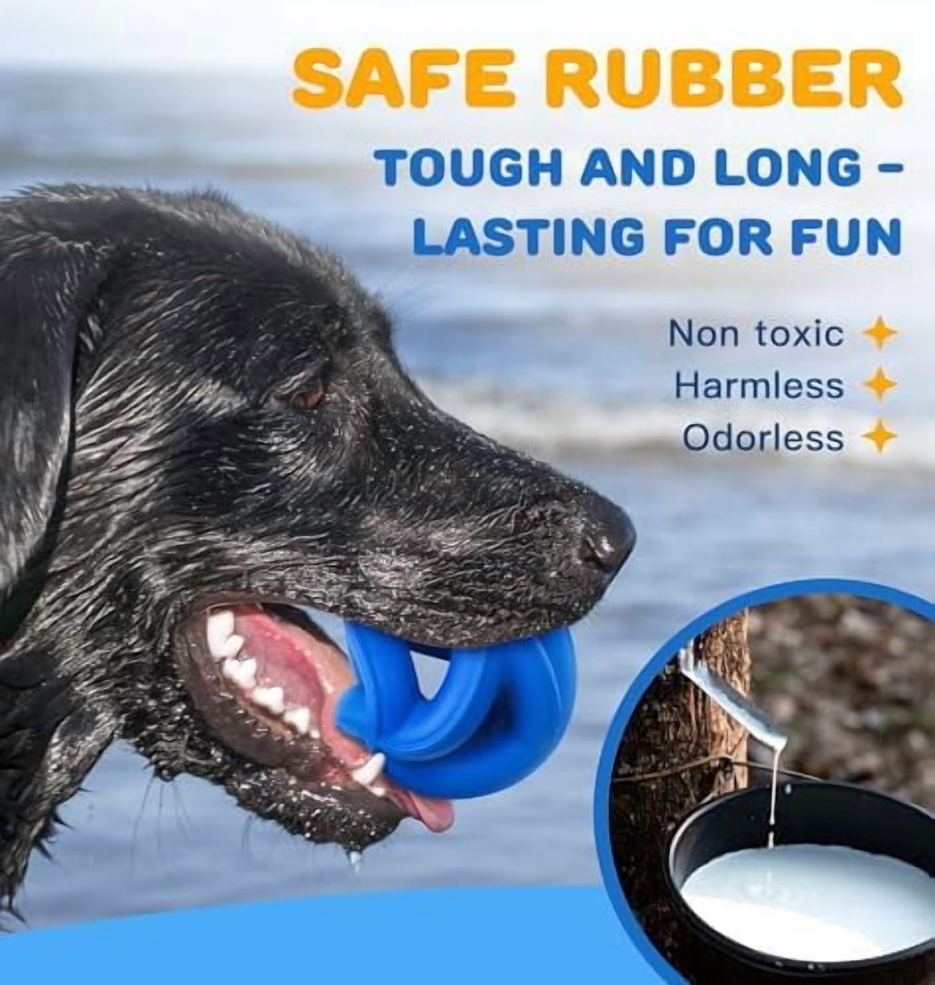 Natural Rubber Indestructible Dog Toys, Durable Dog Chew Toys for Aggressive Chewers - Non-Toxic, Dishwasher Safe, Interactive Dog Toys for Medium Large Breed Dogs, Fetch Training, Navy