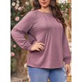 thumbnail image 3 of MIFATER Plus Size T Shirts for Women Long Sleeve Tunic Tops Fall Crewneck Pleated Blouses Soild Color Loose Shirts for Women, 3 of 5