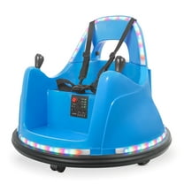 Kidzone Smart Bumper Car for 2-6 Years Unisex Toddler & Kids, 12V 2-Speeds Electric Ride On Bumping Toy Gifts W/APP Control, LED Lights, Bluetooth, 360°Spin & DIY Sticker, ASTM Certified, Blue