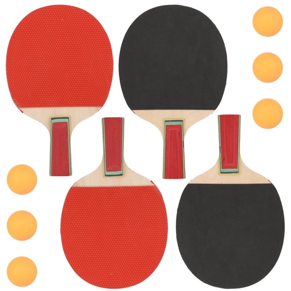 2 Pairs Table Tennis Set with 6 Balls, Ping Pong Paddles, Wooden Racket w/Ergonomic Handle & High-Elastic Sponge Rubber, Beginner-Friendly Lightweight Portable