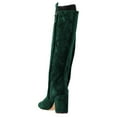 thumbnail image 3 of FSJ Women Classic Side Zipper Knee High Boots Chunky Block Heels Fold Over Button Pointy Closed Toe Comfort Casual Wear Shoes Size 8 Green, 3 of 4