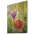 thumbnail image 2 of Designart 'Poppies In The Morning In Wild Green' Traditional Print on Natural Pine Wood, 2 of 5