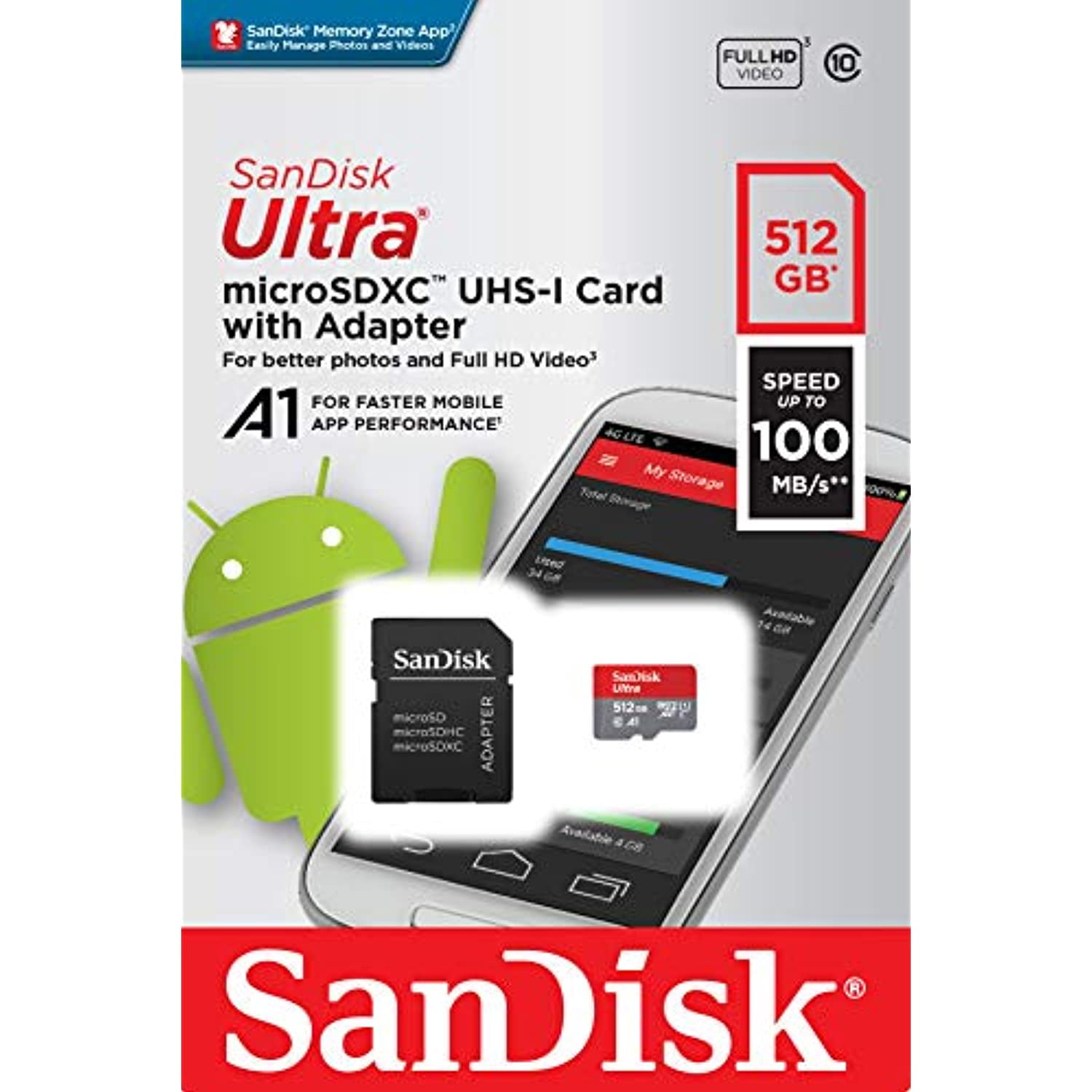 SanDisk サンディスク 512GB ULTRA microSDXC UHS-I card アダプタ付 SDSQUAR-512G  5KQ6JA6gis, メモリーカード