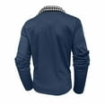 thumbnail image 6 of Zylanna Men's Long Sleeve Polo Shirts with Chest Pocket, Turndown Collar Slim Fit Solid Spring Fall Casual Pullover Tops for Man Dark Blue, 6 of 8