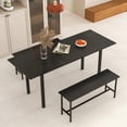 thumbnail image 5 of Costway 3 Piece Dining Table Set for 4-6  63"Kitchen Table with 2 Benches Metal Frame Black, 5 of 10