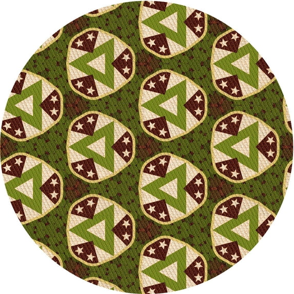 Ahgly Company Indoor Round Patterned Metallic Gold Area Rugs, 6' Round