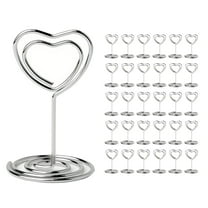 SUSWIM 30Pcs Table Number Holders, Place Card Holders, Wire Picture Holders, Small Table Card Holders, Photo Holders for Centerpieces, Wedding Reception, Party, Birthday (Silver)
