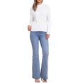 thumbnail image 2 of INSPIRE CHIC Women's Cable Pullover Sweaters Long Sleeve Woven Crewneck Knit Sweater M White, 2 of 6