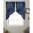 thumbnail image 2 of Navy Blue Marble Swag Valances for Windows, Modern Golden Geometric Abstract Rod Pocket Sheer Valances for Large Windows, Swag Toppers Light Filtering for Kitchen Living Room 2 Panels 36''x45'', 2 of 6