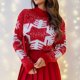 thumbnail image 1 of Suéteres De Punto Suéteres Mujer Casual Navidad Copo de nieve Jacquard Traje de vacaciones Ygjytge Rojo T L para Mujer, 1 of 5