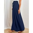 thumbnail image 4 of SOMER Pants for Women Flowy Dressy Casual Elastic High Waist Wide Leg Palazzo Pants with Pocket Navy Blue, 4 of 8