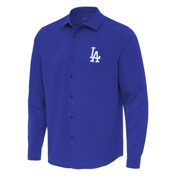 Men's Antigua Royal Los Angeles Dodgers Exposure Long Sleeve Button-Up Shirt