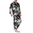 thumbnail image 2 of Yiaed Seamless Pattern With Skulls Print Men’s Pajamas Set - Long Sleeve Button Down Sleep Shirt and Pajama Bottoms Sleepwear Set Mens Pjs Sets Men's Pajama Bottoms-Large, 2 of 7