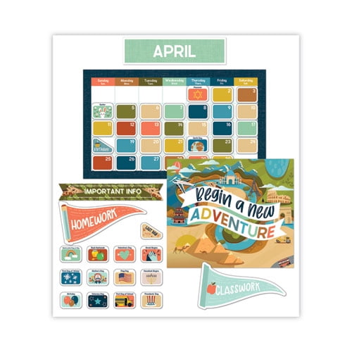 Calendar Bulletin Board Set, Let's Expolore, 123 Pieces Calendar Bulletin Board Set, Let's Expolore, 123 Pieces