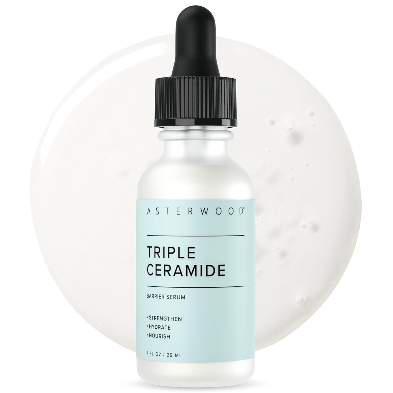 Asterwood Triple Ceramide Barrier Serum – Hydrating, Calming & Strengthening Facial Serum with Ceramide Complex, Squalane & Hyaluronic Acid – 1 fl oz