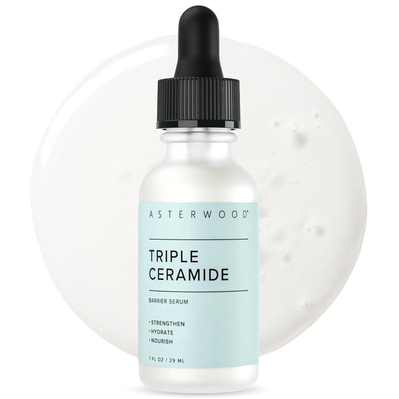 Asterwood Triple Ceramide Barrier Serum – Hydrating, Calming & Strengthening Facial Serum with Ceramide Complex, Squalane & Hyaluronic Acid – 1 fl oz