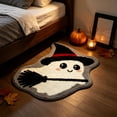 thumbnail image 3 of Wooowa Halloween Ghost Web Witch Hat Floor Mat Polyester 27.6x17.7 Inch Non Slip for Entryway Porch Indoor Festive Decor, 3 of 6