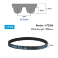 thumbnail image 2 of 5 Packs HTD-3M Rubber Timing Belt 68 Teeth, 204mm Pitch Length x 6mm Width x 2.4mm Height, Pulley Timing Belt, 2 of 6