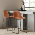 thumbnail image 6 of GIANNA Counter Height Bar Stools Set of 2, Faux Leather, Back and Metal Leg, 26 inch Height, for Home Kitchen Office, Brown, 6 of 6