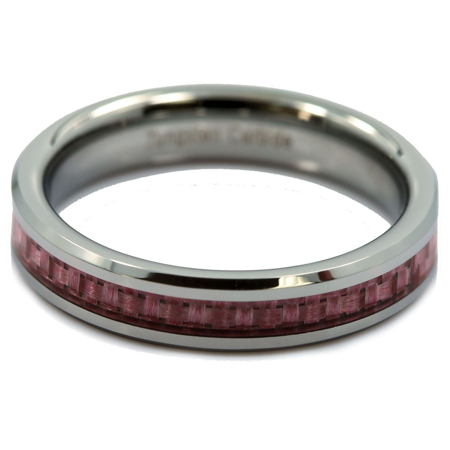 MJ Metals 4mm Tungsten Carbide Wedding Band – Purple, Pink, Or Blue Carbon Fiber Inlay, Comfort Fit - View #4